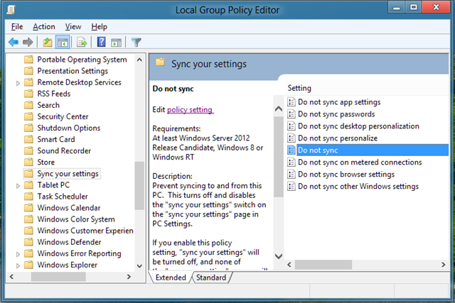 Local Group Policy Editor Windows 8