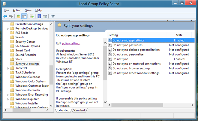 Turn Off Synchronization Feature For All in Windows 8