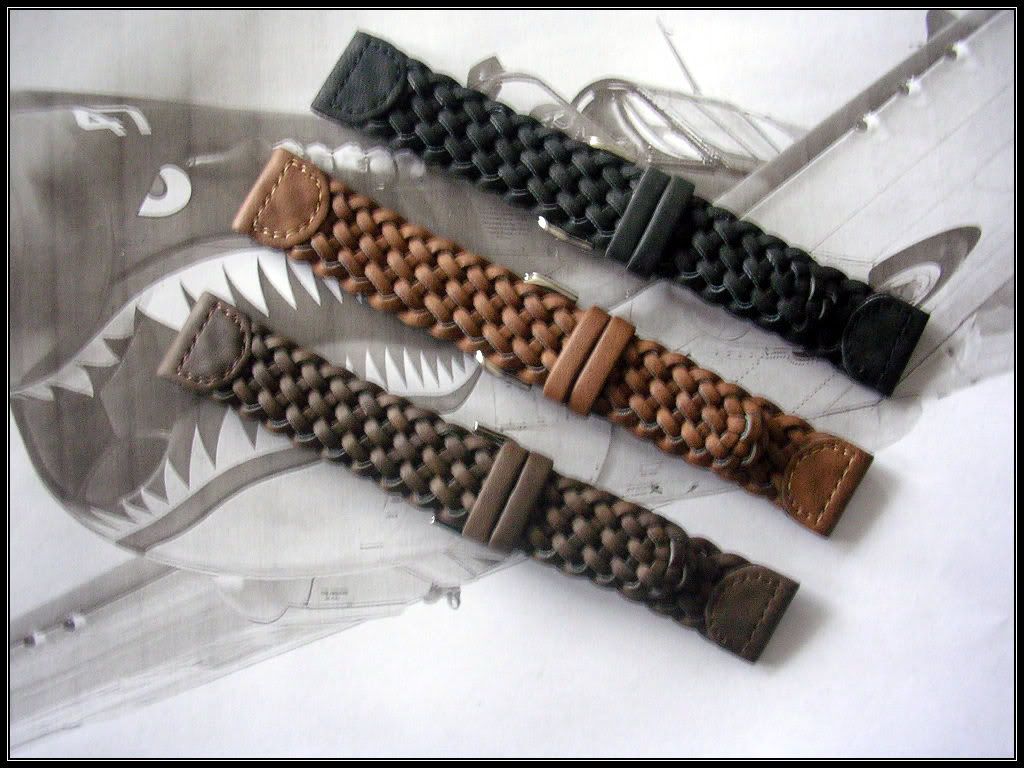 16mm Brown Hand Braided Military woven Leather watch band IW SUISSE 12