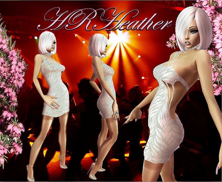 HRHeather's MANNEQUIN for my metallic white pattern party dress. A one shoulder cocktail dress that's perfect for dancing and showing off in. Definitely a wedding dress, a summer dress, bridesmaid dress, a before Labor day dress that you’ll have a great time in. You might not be able to buy this sort of dress in real, but on imvu, it's less than a buck.