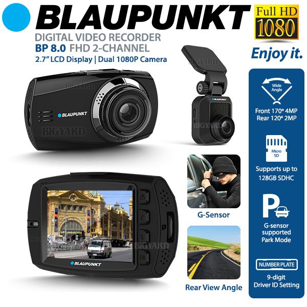 BLAUPUNKT BP8.0 FHD 1080P Car Front & Rear Dash Cam DVR ...