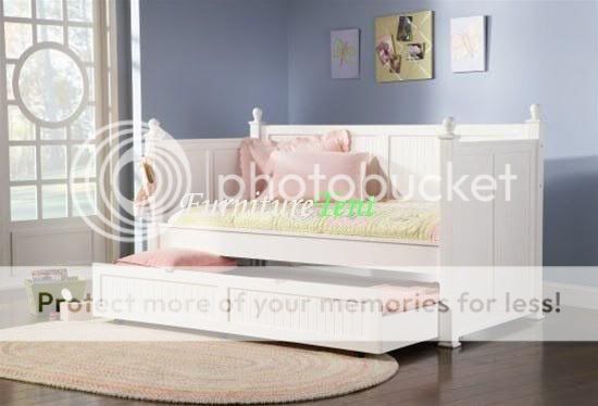 Kids Teen Emily White Wood Day Bed With Storage Trundle  