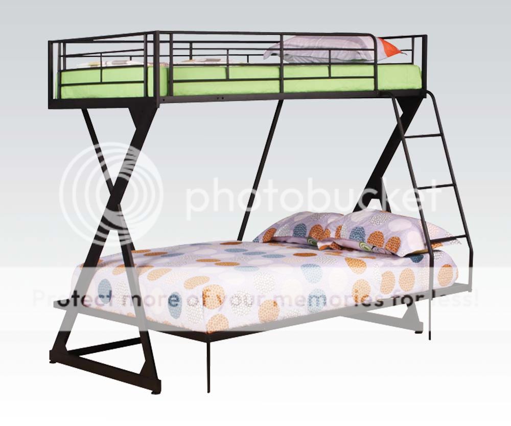 Kids Youth Zazie Collection Z Shaped Black Metal Twin Over Full Bunk Bed