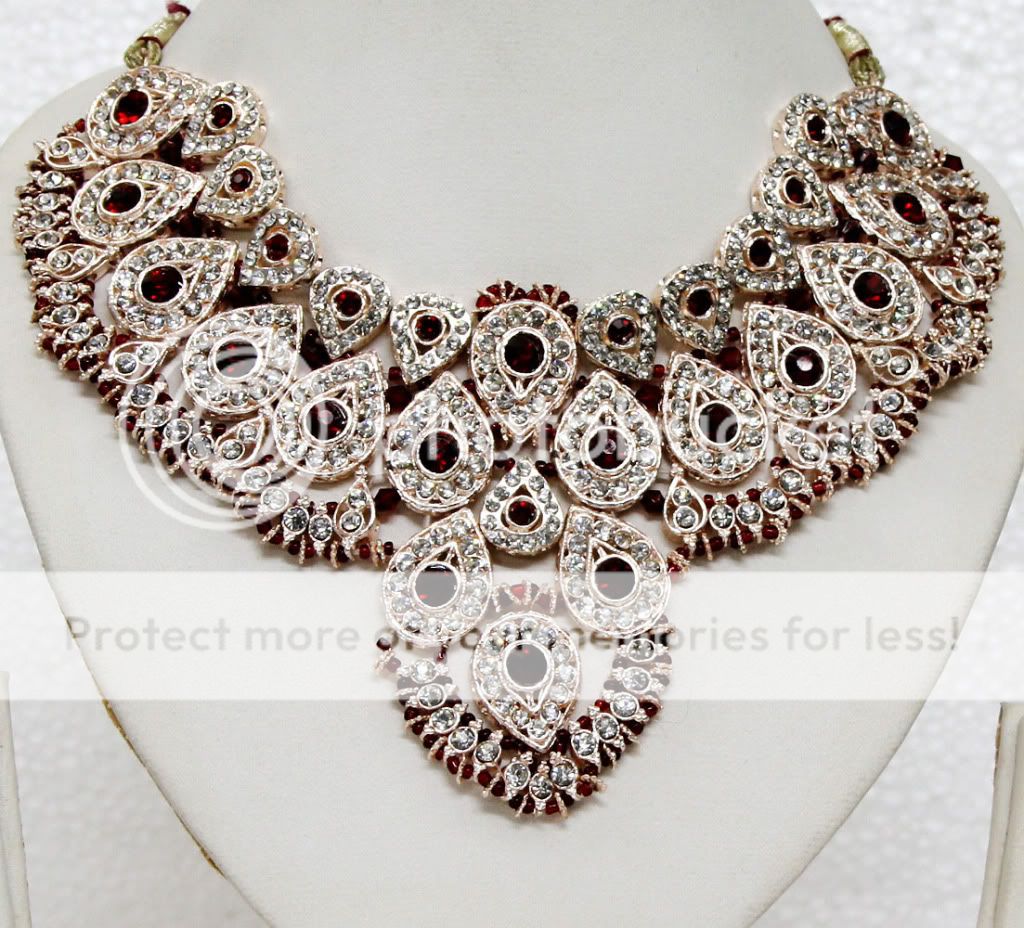   Bridal Maroon Necklace Earring Sets,Bollywood,Sari,Octone  