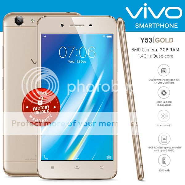 New Unlocked VIVO Y53 Gold 5" IPS LCD Dual SIM 8MP 4G LTE ...