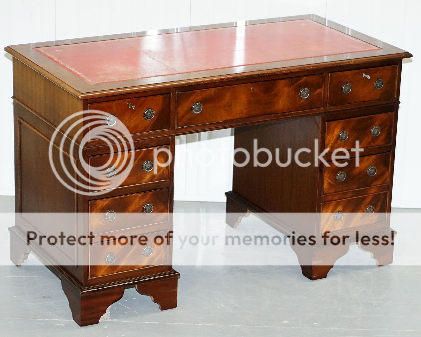 Vintage Bevan Funnell Twin Pedestal Partner Desk Oxblood Leather